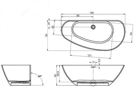 Ванна из литьевого мрамора Riho Granada BS2000500000000 190x90 фото