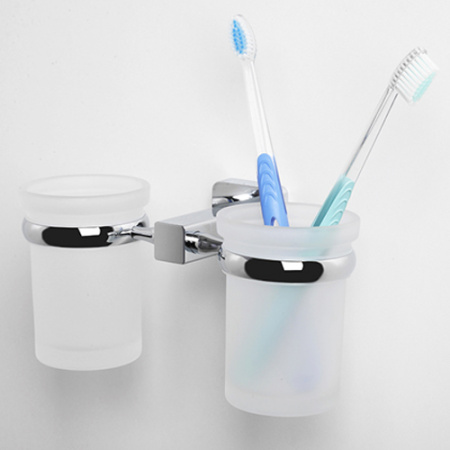 Двойной стеклянный стакан для зубных щеток WasserKRAFT Lippe K-6528D фото