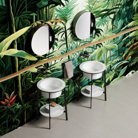 Консоль с керамической раковиной Abber Bequem AC2130MW белая матовая фото