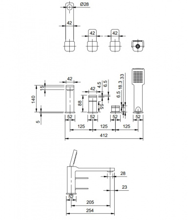 Смеситель на борт ванны Omnires Slide SL7732CR хром фото