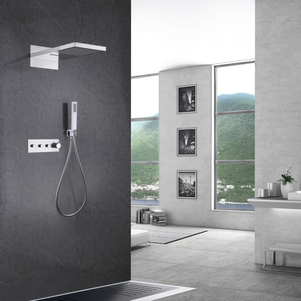 Душевая система скрытого монтажа с термостатом Abber Rund AF8752 хром фото