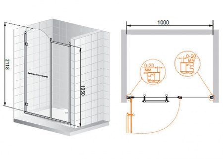 Душевая дверь Cezares Retro RETRO-B-11-100-CP-G-R 100 см золото R фото