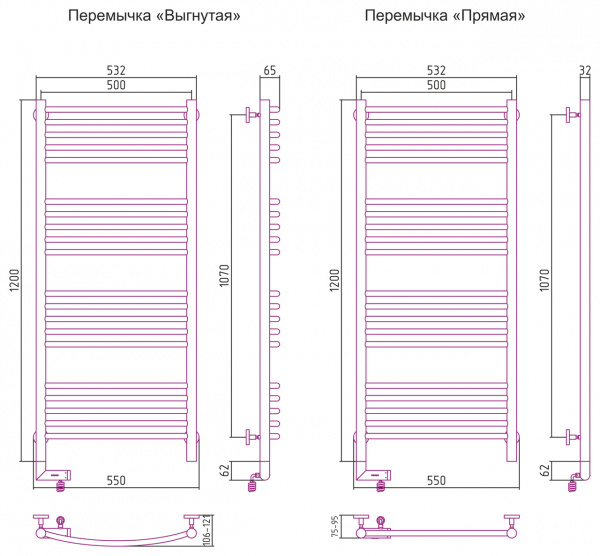 Полотенцесушитель электрический Сунержа Богема 2.0 120х50 с блоком управления справа 03-5203-1250 фото