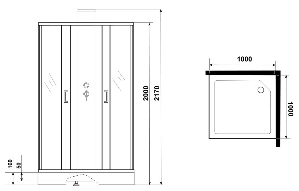Душевая кабина Grossman Elegans GR250Q 100x100 черная фото