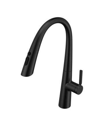 Смеситель для кухни с выдвижным изливом Vincea VKF-176MB черный матовый фото