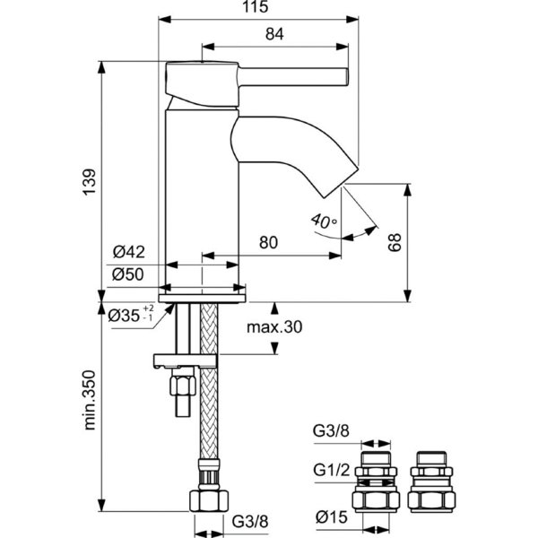 Смеситель для раковины Ideal Standard CERALINE BC185AA фото