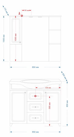 Зеркало-шкаф Misty Александра 85 П-Але04085-352СвП R фото