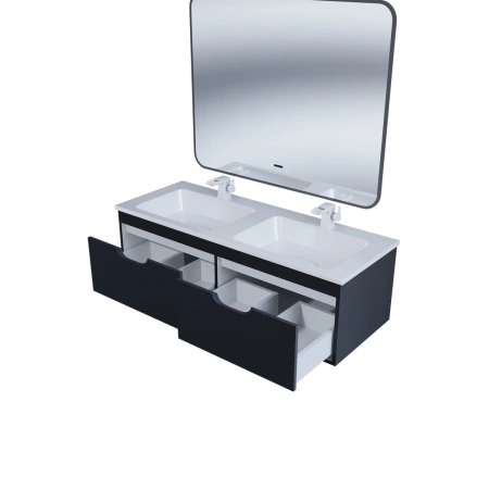 Тумба под двойную раковину Uperwood Modul 120 TModul120B черная фото