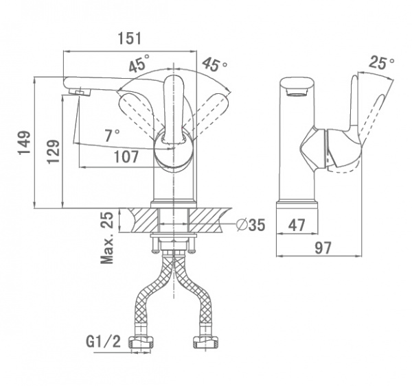 Смеситель для раковины D&K Ambrosius Rhein DA1342101 фото