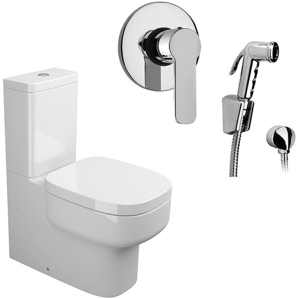 Комплект унитаза компакт с гигиеническим душем Sanitana Be You NC222661arona с бачком и сиденьем Микролифт фото