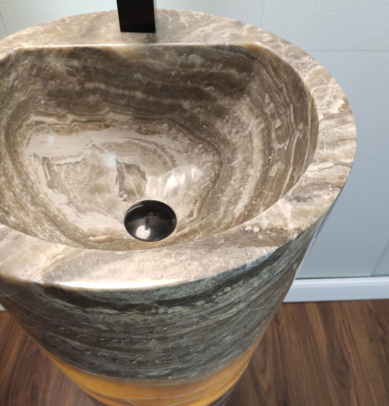 Раковина напольная из оникса Grey ON-01351 (40*40*90) фото