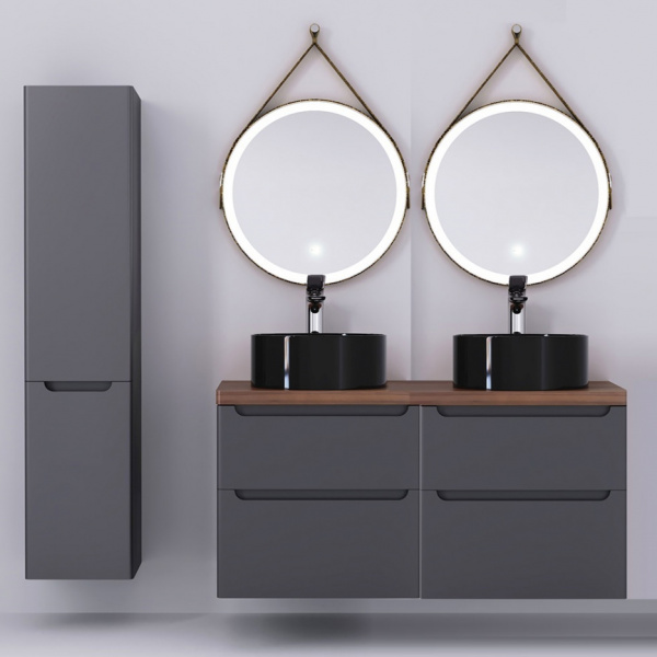 Тумба под раковину Jorno Wood Wood.01.60/P/GR+Wood.01.60/P/GR 120 см серый фото