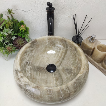 Накладная раковина из оникса Donut Grey Medium DO-01541 (45*45*15) фото