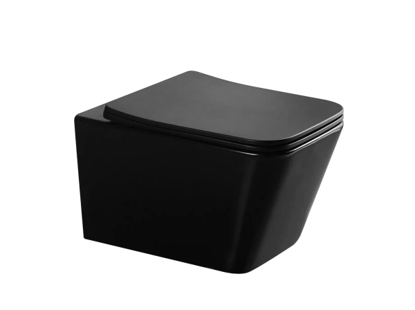 Подвесной унитаз безободковый Gid Tr2155Bm черный матовый, с сиденьем фото