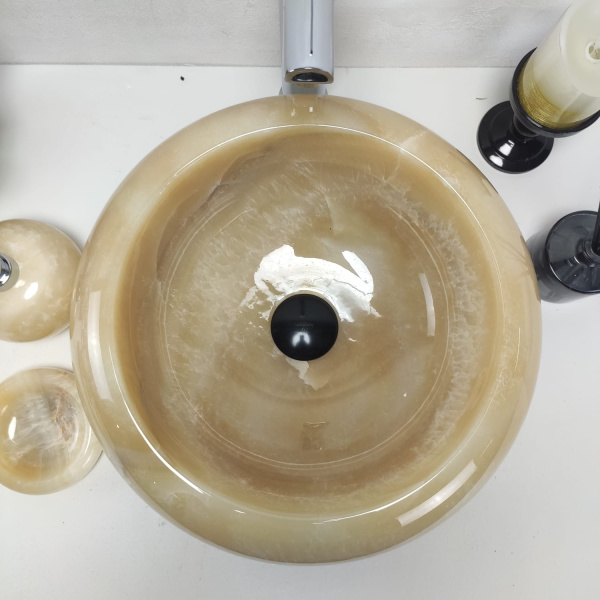 Накладная раковина из оникса Donut Yellow Small DO-00959 (40*40*15) фото