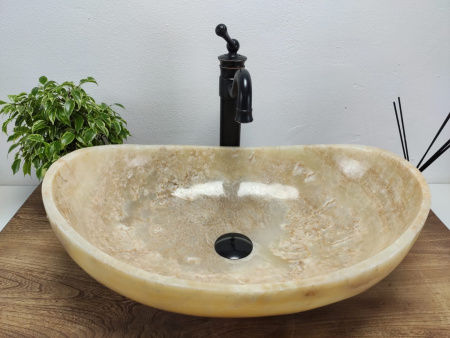 Накладная раковина из оникса Oval Yellow OO-01033 (55*38*19) фото