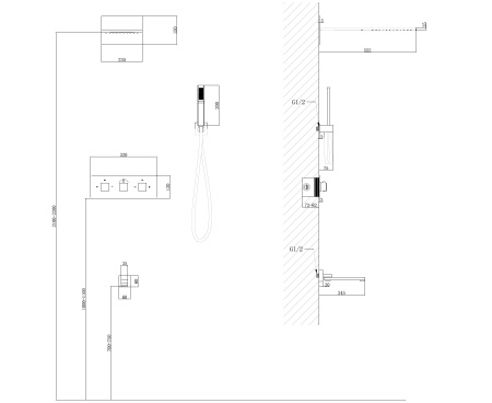 Душевая система скрытого монтажа с термостатом Abber Daheim AF8253B черная матовая фото