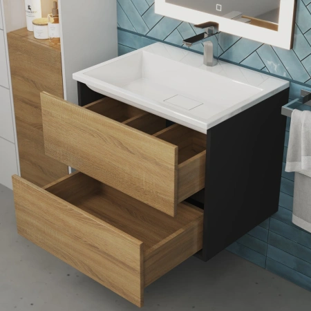 Тумба под раковину Uperwood Barsa 60 2930205257 черная/дуб сонома фото