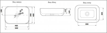 Накладная раковина CeramaLux NC D1302H134 черная/хром фото