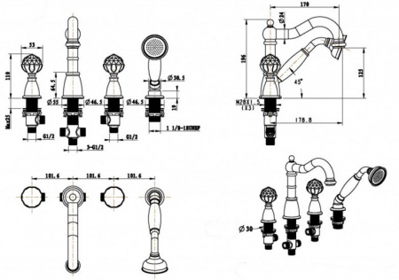 Смеситель на борт ванны Boheme Imperiale 392 фото