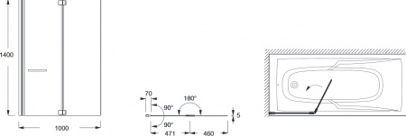 Шторка для ванны распашная Jacob Delafon Bain Douche / Adequation E4931-GA прозрачное стекло фото