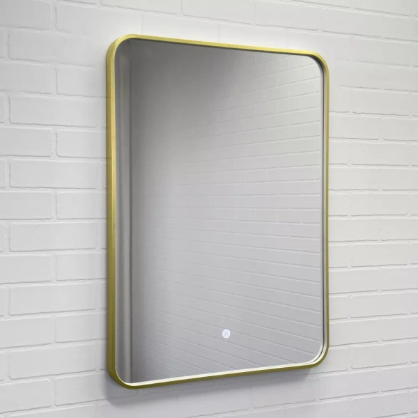 Зеркало с подсветкой LED IC-подсветка теплый свет, сенсорное Comforty Ситара-60 00-00020471 матовое золото фото