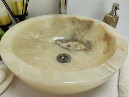 Накладная раковина из оникса Indo Bowl Yellow Small BO-00367 фото