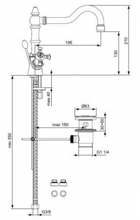 Смеситель для раковины двухвентильный Ideal Standard Reflections B9654AA фото