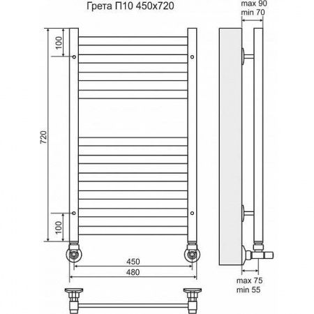 Водяной полотенцесушитель Terminus Грета П10 4620768884672 450х720 фото
