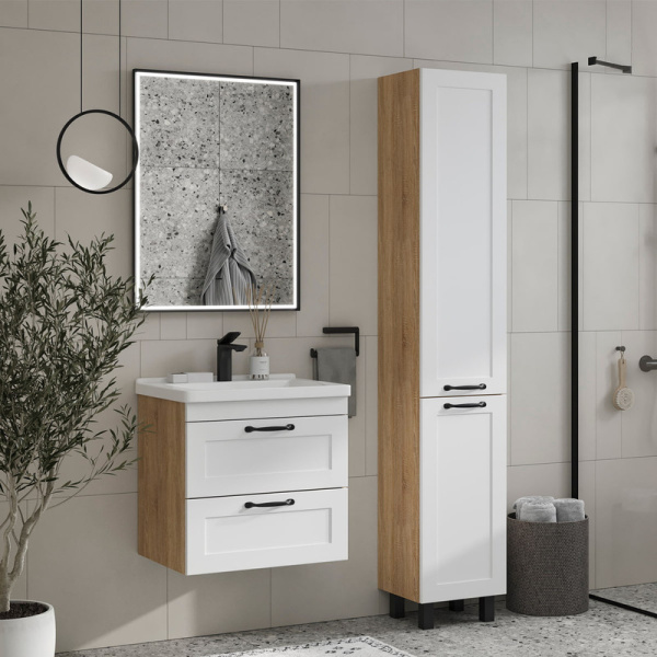 Шкаф-пенал EQUIL Lago 35 pnLAGO35-04 белый/дерево фото