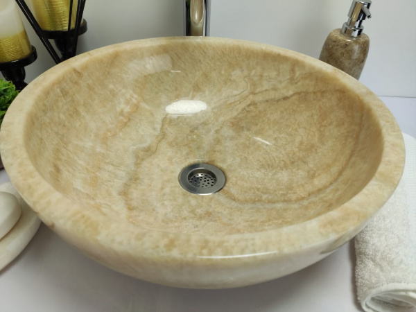 Накладная раковина из оникса Indo Bowl Yellow Small TinLip BO-00323 фото