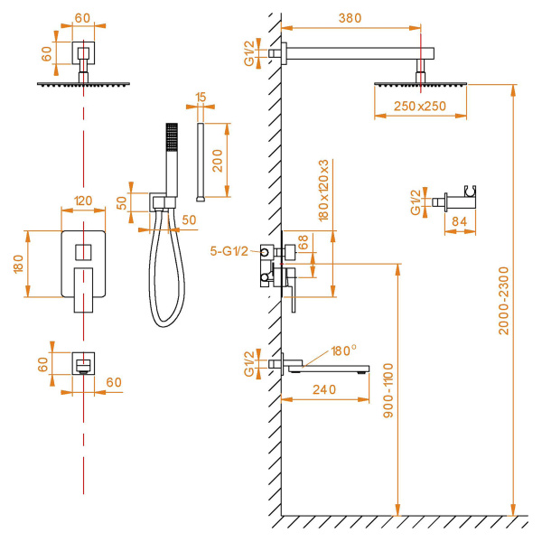 Душевая система скрытого монтажа RGW Shower Panels SP-56 51140856-04 черная фото