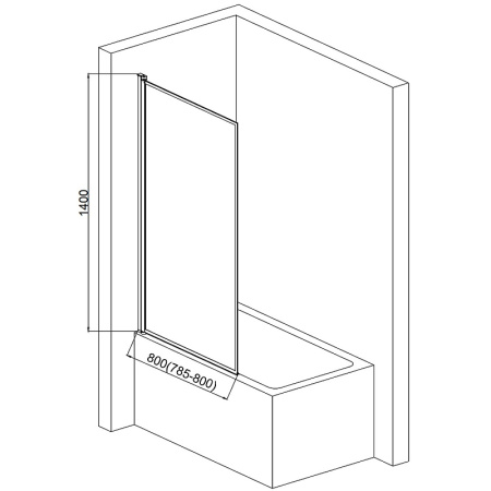 Шторка на ванну стеклянная AQUAme 80 AQM2859-L черная фото