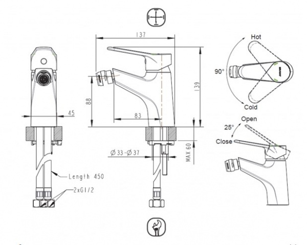 Смеситель для биде Bravat Eco F3111147C фото