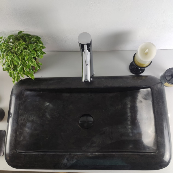 Накладная раковина из мрамора Kotak Luncur bibir Black KL-00863 (70*40*15) фото