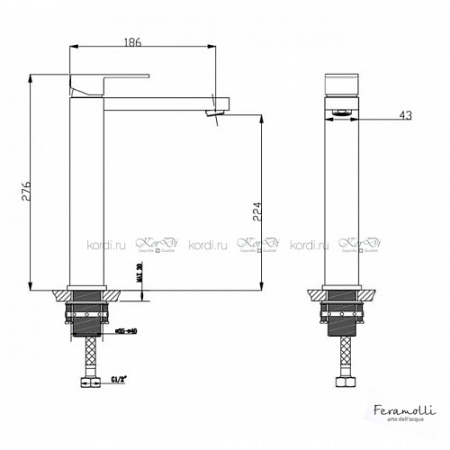 Высокий смеситель для раковины Feramolli Cube BL640H фото