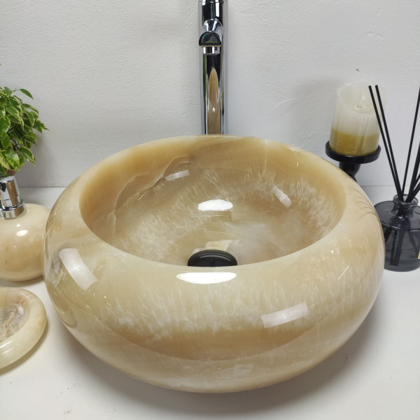 Накладная раковина из оникса Donut Yellow Small DO-00959 (40*40*15) фото