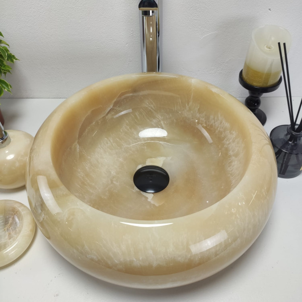 Накладная раковина из оникса Donut Yellow Small DO-00959 (40*40*15) фото