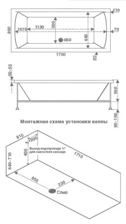 Ванна акриловая Bas Индика 170х80 фото