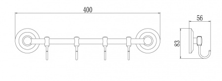 Планка с четырьмя крючками Savol 71 S-007174 фото