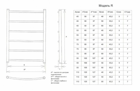 Полотенцесушитель водяной Двин R 80/50 (1"-½" К3 Чёрный матовый) (4627167295092) фото