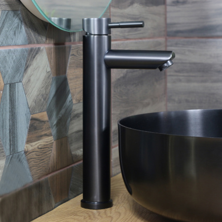 Высокий смеситель для раковины Melana Tondo MELANA-F610102PVD-B графит фото