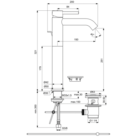 Смеситель для раковины с удлиненным корпусом Ideal Standard CERALINE BC194XG фото