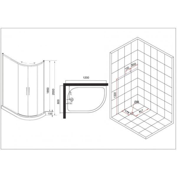 Душевой уголок Esbano ESUGD8027AL 120x80 L фото