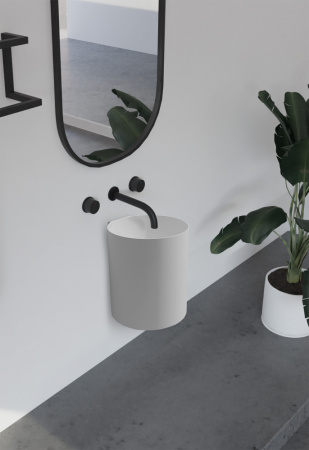 Раковина подвесная моноблок Abber Stein AS2624 42x42 белая матовая фото