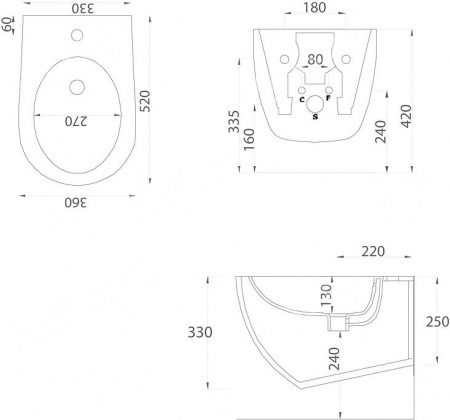 Биде подвесное Artceram File 2.0 FLB001 12 00 giallo zinco фото