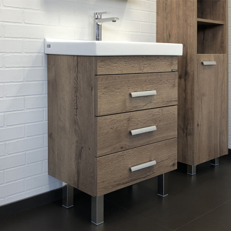 Тумба Comforty Никосия-60Н дуб темный с раковиной Fest 60 F01 00-00008852 фото