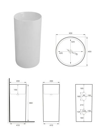 Напольная раковина SantiLine SL-4014MB 44x44 черная матовая фото
