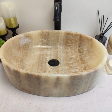 Накладная раковина из оникса Oval Yellow OY-00700 (52*38*14см) фото