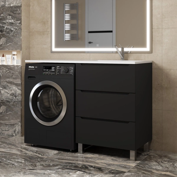 Тумба под стиральную машину Uperwood Tanos 120 TTanosVMF60B3 черная матовая фото